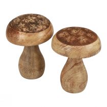 Houten paddestoelen decoratieve paddestoelen hout natuurlijke herfstdecoratie Ø10cm H12cm 2st