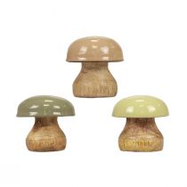 Artikel Houten Paddestoelen Deco Paddenstoelen Hout Deco Beige, Groen Ø5cm H5,5cm 12st