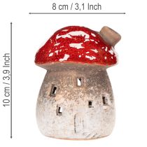 Artikel Decoratieve beeldjes van een vliegenzwam met schoorsteen (10 cm, 2 stuks) in de vorm van een vuurtoren.