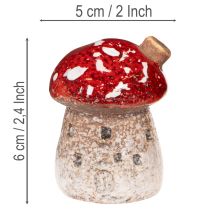 Artikel Decoratie voor een huis met miniatuur vliegenzwammen (6 cm, 2 stuks)