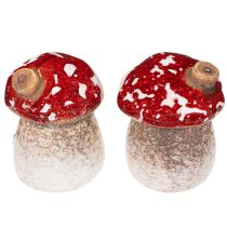 Artikel Decoratie voor een huis met miniatuur vliegenzwammen (6 cm, 2 stuks)