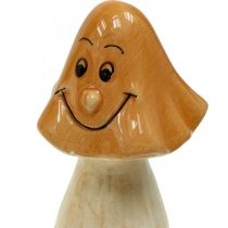 Artikel Decoratieve paddestoelen keramiek bruin herfstdecoratie figuren Ø6cm H10,5cm 3 stuks