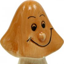 Artikel Decoratieve paddestoelen keramiek bruin herfstdecoratie figuren Ø6cm H10,5cm 3 stuks