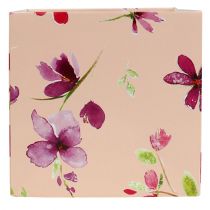 Papieren zak 12cm x 12cm roze met patroon 8st