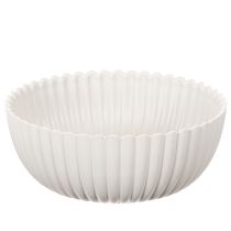 Artikel Ronde, geribbelde schaal in wit voor veelzijdige decoratie, 15 cm, 2 stuks
