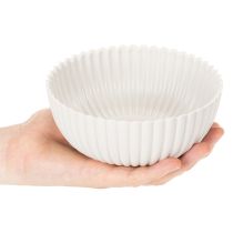 Artikel Ronde, geribbelde schaal in wit voor veelzijdige decoratie, 15 cm, 2 stuks