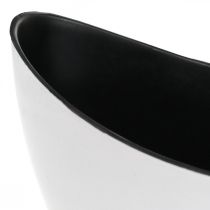 Sierschaal, ovaal, wit, zwart, kunststof plantboot, 24cm