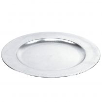 Artikel Kunststof bord zilver Ø33cm met glazuureffect