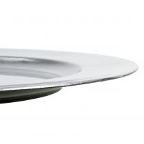 Artikel Kunststof bord zilver Ø33cm met glazuureffect