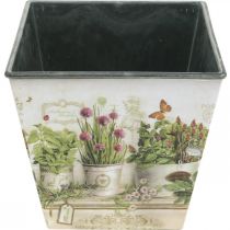 Artikel Kruidenpot, plantenbak met motief, plantenbak H13cm B13,5cm