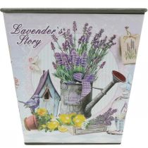 Artikel Plantenpot lavendel motief, vierkante sierpot, kunststof sierpot H13cm B13.5cm