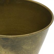 Vintage plantenbak metalen bekervaas messing Ø11,5cm H13,5cm