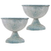 Artikel Beker Kom Klein Metaal Blauw Wit Antiek Ø12cm H10.5cm 2st