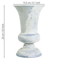 Artikel Antieke witte en blauwe kelkvormige bloemenvaas, Ø17cm H24cm