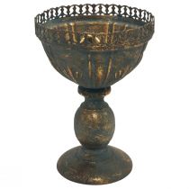 Artikel Kopvaas metaal decoratieve trofee goudgrijs antiek Ø15,5cm H22cm