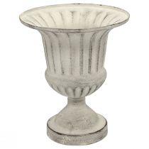 Cup Vaas Metaal Deco Shabby Chic Wit Grijs H24cm Ø20cm