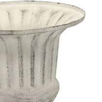 Cup Vaas Metaal Deco Shabby Chic Wit Grijs H24cm Ø20cm