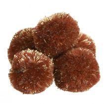 Artikel Pompons met glitter bruin 2,5cm pompons 2 zakjes – 24st