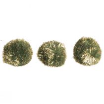 Artikel Pompons met glitter groen 2,5cm pompons 2 zakjes – 24 st