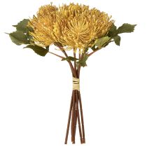 Artikel Protea kunstmatig Leucospermum speldenkussen geel 30cm 6 stuks