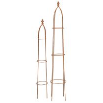 Artikel Obelisk van metaal met roestlook en traliewerk, 69/86 cm, set van 2