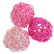 Rotanballen roze gesorteerd Ø4cm 24p