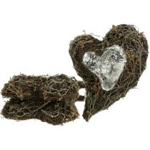 Artikel Wijnplanthart, decoratief hart van hout en draad, DIY cadeau-idee, tuintafeldecoratie, wanddecoratie, hartvorm, set van 3 stuks, 30x20x6cm
