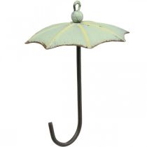 Paraplu&#39;s om op te hangen, lentedecoratie, paraplu, metalen decoratie roze, groen H12.5cm Ø9cm 4st