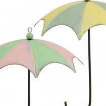 Metalen paraplu&#39;s, lente, hangparaplu&#39;s, herfstdecoratie roze/groen, blauw/geel H29.5cm Ø24.5cm set van 2