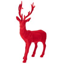 Artikel Decoratief beeldje van een staand hert, groot, met fluweel beklede kerstdecoratie, 85 cm