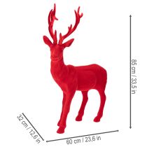 Artikel Decoratief beeldje van een staand hert, groot, met fluweel beklede kerstdecoratie, 85 cm
