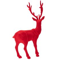 Artikel Decoratief beeldje van een staand hert, groot, met fluweel beklede kerstdecoratie, 85 cm