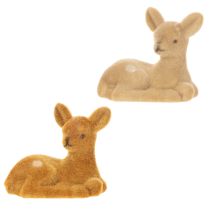 Artikel Decoratief liggend hertenbeeldje voor tafeldecoratie, 8 cm, 6 stuks