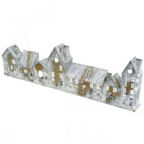 Artikel Verlichte huisjes, raamdecoratie, zilverkleurige vuurtorens, antiek ogende metalen lantaarn, L67,5cm H20cm