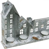 Artikel Verlichte huisjes, raamdecoratie, zilverkleurige vuurtorens, antiek ogende metalen lantaarn, L67,5cm H20cm