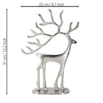 Artikel Rendier decoratie hert figuur metaal zilver H31cm