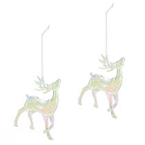 Artikel Rendierdecoratie Kerstversiering iriserend H12cm 3st