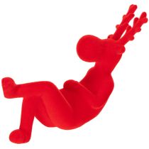 Artikel Decoratief rood rendierbeeldje, liggend, modern design, 24 cm, 2 stuks