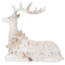Artikel Decoratief beeldje van een zittend hert met gewei, 30 cm.