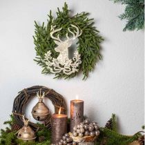 Artikel Rendier om op te hangen, kerstdecoratie, hertenkop, metalen hanger gouden antieke look H23cm 2st