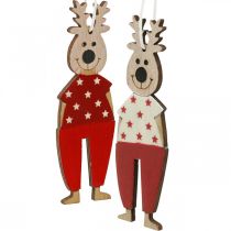 Artikel Rendier om op te hangen, kerstversiering, kerstboomversiering, houten decoratie voor advent H13cm 8 st