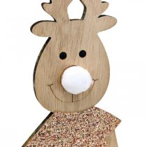Artikel Rendier houten decoratief figuur staand Kerstmis 12×6.5cm H45cm 2st