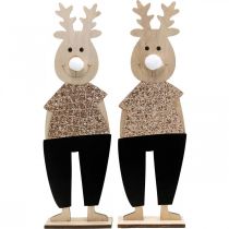 Artikel Rendier houten decoratief figuur staand Kerstmis 12×6.5cm H45cm 2st