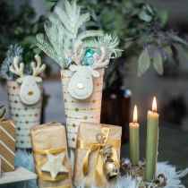 Artikel Rendier plantenpot, adventsdecoratie, metalen decoratie, plantenbak voor Kerstmis wit, goud H28cm Ø8.5cm