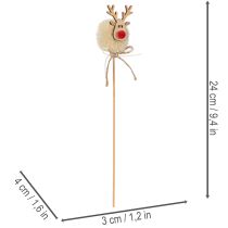Artikel Decoratieve rendierfiguurtjes met pompons, kerstknijpers, 24 cm, 12 stuks