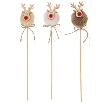 Artikel Decoratieve rendierfiguurtjes met pompons, kerstknijpers, 24 cm, 12 stuks