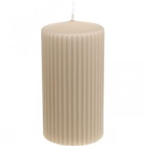 Stompkaarsen beige groefkaars 70/130mm 4st