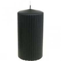 Artikel Stompkaarsen zwarte groefkaars 70/130mm 4 st