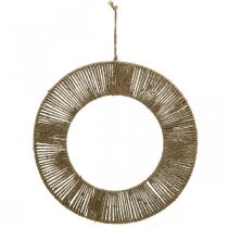 Decoratieve ring om op te hangen, wanddecoratie, zomerdecoratie, ring bedekt natuurlijke kleur, zilver Ø39.5cm