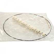 Artikel Decoratieve ring, metaal, houten kralen, Ø30cm, zwart, wit, naturel, set van 4